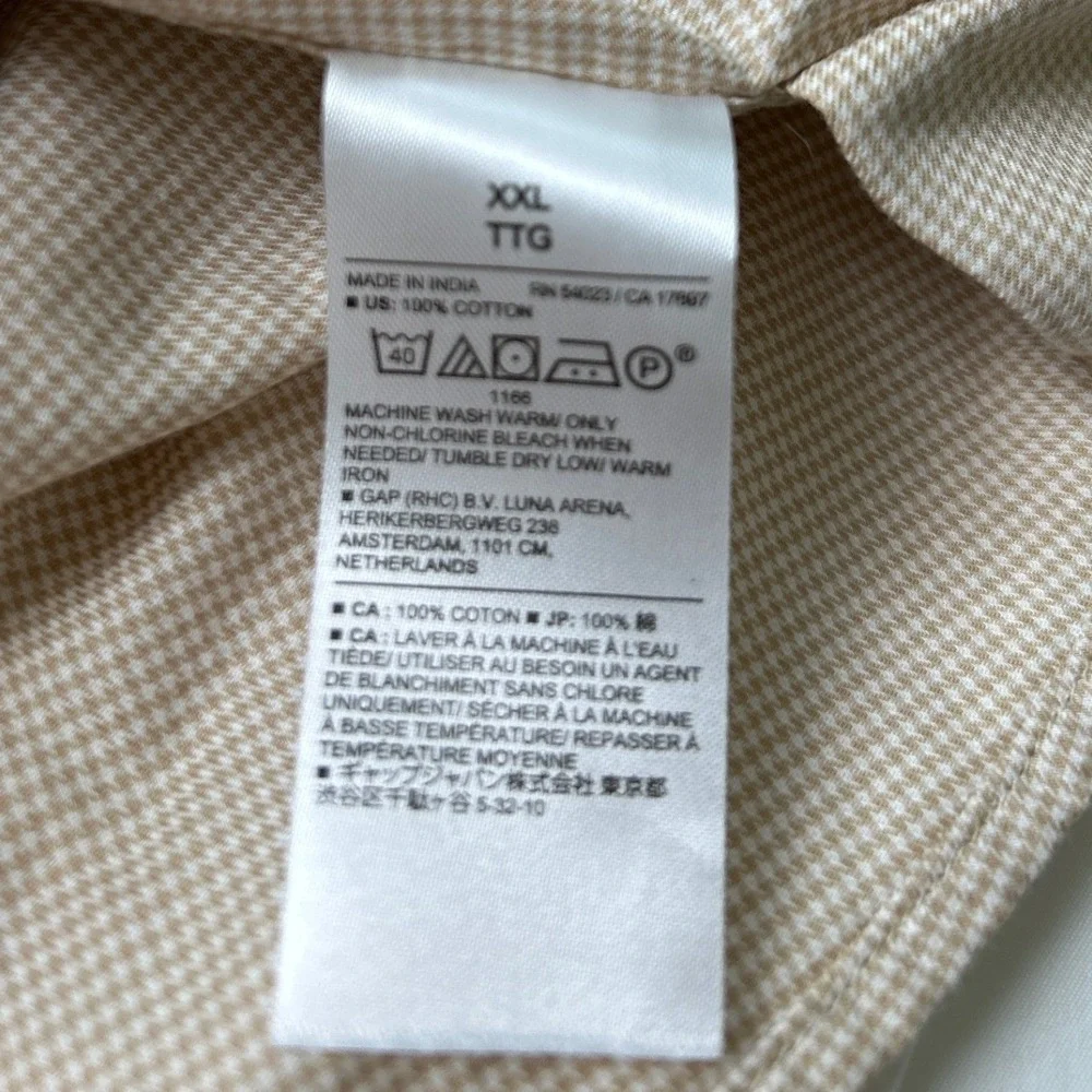 Banana Republic Mens Untucked Fit Cotton Button Down Shirt Tan Size XXL Preppy